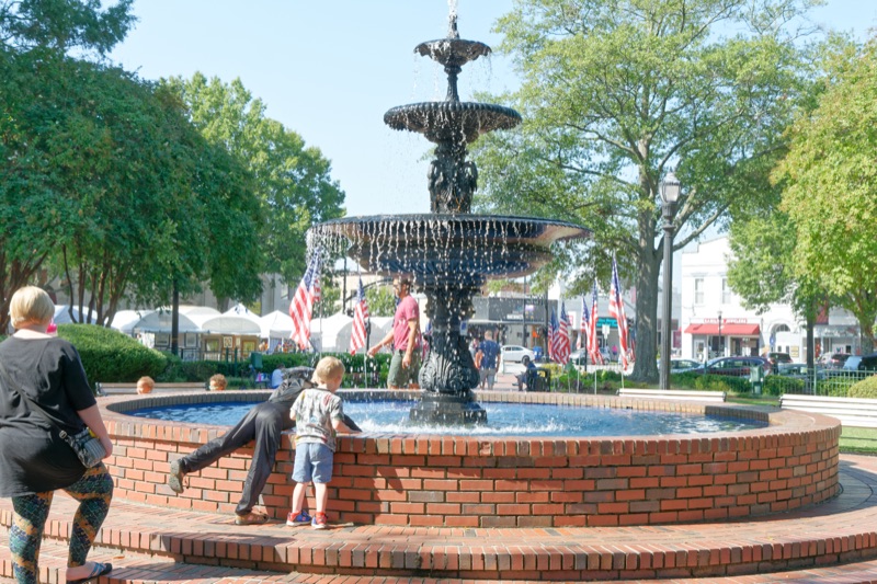 Glover Park fountain at Marietta Square in downtown Marietta, Georgia — a community landmark in Cobb County GA